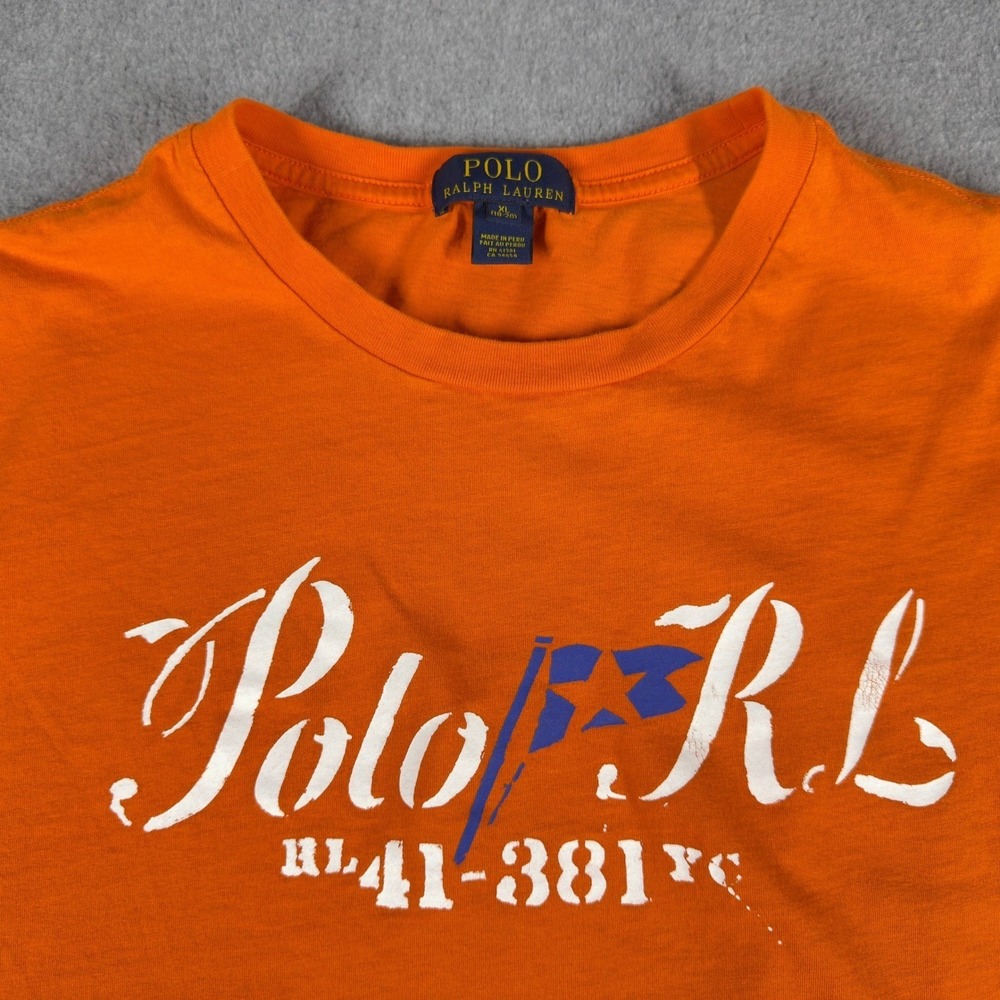 Polo Ralph Lauren Boys Youth XL 18-20 Orange Graphic Tee Short Sleeve